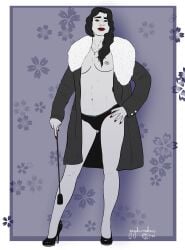 bdsm breasts breasts_out coat dominant_female eliza_schuyler_(hamilton_musical) femdom hamilton_musical heels kinky panties ponytail