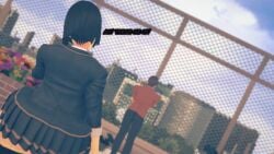 1boy 1girl 3d 3d_model 3d_render childhood_friend comic_page dialogue female koikatsu light-skinned_female light_skin love lovers male nanami_yamato original school_girl spidey-dude story text wholesome