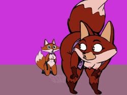 2026 4:3 anthro artist_name bent_over bottomless breasts brown_eyes butt canid canine cheek_tuft clothed clothing colored countershading digital_drawing_(artwork) digital_media_(artwork) dipstick_tail duo facial_tuft female female/female fox fur genitals glistening glistening_eyes hi_res in_awe inviting jordan_(mating_season) kerchief kerchief_only looking_at_partner's_butt mammal markings mating_season_(series) mostly_nude neckerchief neckerchief_only neckwear nipples open_clothing open_topwear open_vest orange_body orange_fur penelope_(mating_season) pink_nipples presenting presenting_hindquarters presenting_to_partner puckered_lips purple_background purple_clothing purple_kerchief purple_neckerchief purple_topwear purple_vest raised_tail red_body red_fox red_fur simple_background soggy_illustrations tail tail_markings text topwear topwear_only true_fox tuft vest vest_only vulva watermark white_body white_countershading white_tail_tip