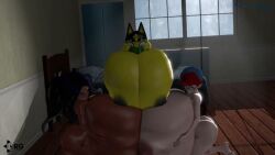 1boy 1boy3girls 3girl 3girls 3girls1boy animal_crossing ankha ankha_(animal_crossing) cumflated_belly cumflation hyper_penis nintendo penny_(pokemon) pokemon sound stomach_bulge tagme video