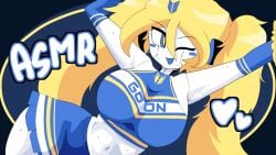 asmr blonde_female blue_eyes carliabot cheerleader_uniform original_character robot robot_girl vtuber