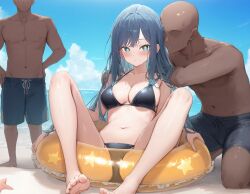 1girls ai_generated beach happy happy_female long_hair star_girls stars_in_eyes