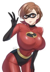 1girls azuran0 big_boobs big_breasts bodysuit boobs breasts brown_hair brown_hair_female curvaceous curvy curvy_body curvy_figure disney elastigirl female_only full_body_suit helen_parr huge_boobs huge_breasts peace_sign pixar short_hair short_hair_female solo solo_female solo_focus superhero superhero_costume superheroine superheroine_costume tagme the_incredibles tight_bodysuit tight_clothing tight_fit tits tongue tongue_out