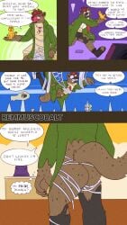 4k 9:16 absurd_res adventure anthro blush butt clothed clothing coat comic detective duo embarrassed english_text exposed felid gnoll hi_res humiliation hyena male mammal nude pantherine partially_clothed pit remmus_cobalt solo tail text tiger topwear torn_clothing undressing