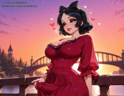 1futa 1futanari ai_generated balls bangs big_balls big_penis black_hair bow breasts brown_eyes bulge bulge_through_clothing bulge_under_clothes cock dark_hair disney disney_princess erect_penis erection fringe futa_only futadom futanari hairband hairbow hazel_eyes huge_balls huge_cock huge_penis lewdiboo nipples penis posing posing_for_the_viewer short_hair snow_white_(disney) snow_white_and_the_seven_dwarfs_(1937_film) solo solo_focus solo_futa sweat sweatdrop testicles thighs veiny veiny_penis