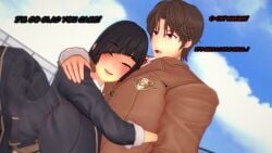 1boy 1girl 3d 3d_model 3d_render childhood_friend comic_page dialogue female koikatsu light-skinned_female light_skin love lovers male school_girl spidey-dude story text wholesome yandere