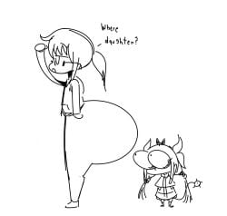 2girls ass big_ass braided_hair female kanna_kamui kobayashi kobayashi-san_chi_no_maidragon larger_female_smaller_female meme shitpost