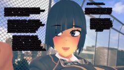 1boy 1girl 3d 3d_model 3d_render childhood_friend comic_page dialogue female koikatsu light-skinned_female light_skin love lovers male peterson_walker school_girl spidey-dude story text wholesome yandere