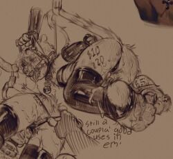 american_opossum andromorph_(lore) anthro arm_restraints bdsm bodily_fluids body_writing bondage bound braces bren_(mourph) butt clothing clothing_aside collar cum cum_in_ass cum_in_vagina cum_inside cum_on_butt cum_on_face cum_on_feet disembodied_hand disembodied_penis facial_piercing feet female gag genital_fluids genitals group hair handle_bar hands_behind_back hi_res latex latex_clothing latex_legwear latex_thigh_highs legwear male male/female mammal markings marsupial mourph nose_piercing open_mouth_gag panties panties_aside pawpads paws penis piercing septum_piercing short_hair soles striped_markings striped_tail stripes tail tail_markings tail_restraint thigh_highs thong toeless_thigh_highs tongue tongue_out trio underwear underwear_aside