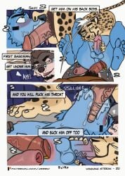 69_position anal anal_penetration anthro anthro_on_anthro anthro_penetrated anthro_penetrating anthro_penetrating_anthro artist_name balls bear biped blue_body blue_fur blush bodily_fluids brown_body brown_fur canid canine canis cheetah colored comic cum cum_on_face dialogue dirty_talk dropp english_text erection face_fucking feet felid feline fingers foreskin fur genital_fluids genital_piercing genitals glans grey_body grey_fur group group_sex henry_harris_baxter hi_res humanoid_feet humanoid_genitalia humanoid_hands humanoid_penis indoor_sex inside interspecies irrumatio jerro locker_room locker_room_sex lying male male/male male_penetrated male_penetrating male_penetrating_male mammal markings mike_(freehugz) on_back oral page_number penetration penile penile_penetration penis penis_in_ass penis_in_mouth penis_piercing piercing plantigrade prince_albert_piercing profanity pubes saliva sex shallow_penetration speech_bubble spots spotted_markings talking_to_another tan_body tan_fur text toes url vein veiny_penis wolf