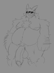 chest_tuft chubby flaccid flaccid_penis gengar male male_only naked nude penis solo spike_(warpy_cloak) sunglasses warpycloak_(artist)