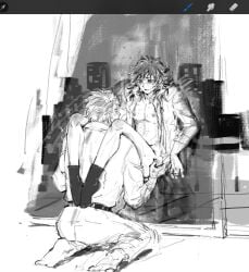 exausted implied_rimming kimetsu_no_yaiba legs_over_partner's_shoulders legs_up male/male pleasure_face sanegiyuu sanemi_shinazugawa tomioka_giyuu yaoi