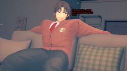 1boy 1girl 3d 3d_model 3d_render childhood_friend comic_page dialogue female koikatsu light-skinned_female light_skin love lovers male peterson_walker school_girl spidey-dude story text wholesome yandere