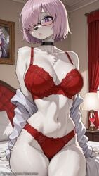 1girl ai_generated animal_ears blush body_fur bra breasts decurse detached_collar dildo fate_(series) furry furry_female head_out_of_frame large_breasts mash_kyrielight medium_breasts navel nipples open_mouth orange_fur red_hair saliva sex_toy snout solo sweat tail tongue tongue_out underwear