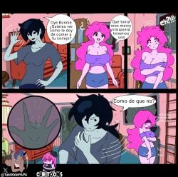 2girls adventure_time fingering marceline marceline_abadeer princess_bubblegum spanish_text tagme yuri