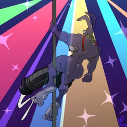 1:1 2024 5_toes animatronic anthro armpit_hair back_muscles balls biceps big_balls big_butt big_penis black_penis bodily_fluids body_hair bonnie_(fnaf) bow_tie bubble_butt butt colored colored_lighting cum cumshot dancing dated ejaculation erection feet five_nights_at_freddy's fur genital_fluids genitals glans grey_body hi_res highlights_(coloring) holding_melee_weapon holding_object holding_polearm holding_weapon huge_balls huge_penis humanoid_feet hyper hyper_genitalia hyper_penis lagomorph leporid light long_ears looking_at_viewer machine male mammal melee_weapon mostly_nude muscular muscular_anthro muscular_male nipples pecs penis plantigrade pole pole_dancing polearm purple_body purple_fur quads rabbit rear_view red_eyes robot rxq scottgames signature small_waist smile snout solo stripper_pole toes triceps weapon