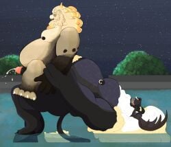 absurd_res anal anthro anthro_penetrated bear bigbearbenny blackbullben_(bigbearbenny) blizzard_entertainment bodily_fluids bovid bovine cum duo erection facial_hair genital_fluids genitals grymal_(bigbearbenny) hi_res highmountain_tauren male male/male mammal overweight overweight_male pandaren penetration sex tauren warcraft