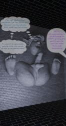1boy 2026 3d anus ass balls barefoot barley_lightfoot big_ass dialogue disney elf english_text erection foot_fetish gay male male_only onward_(2020) open_mouth penis petrified pixar solo tagme_(artist) text wall_(structure) yaoi