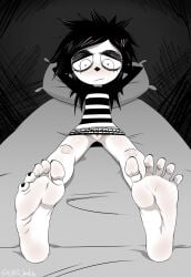 feet feet_focus female_only foot foot_fetish i_can't_sleep laying_on_back laying_on_bed looking_down nia salmobaliki toes