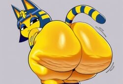 1girls ai_generated animal_crossing ankha ankha_(animal_crossing) anthro ass_focus fat_ass furry large_ass