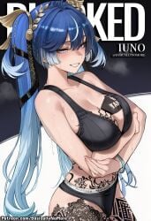 1girl ai_generated anime artist:basicallynomore black_panties black_sports_bra blacked blacked_clothing female iuno_(wuthering_waves) looking_at_viewer pubic_tattoo qos qos_clothing qos_tattoo queen_of_spades queen_of_spades_symbol queen_of_spades_tattoo sportswear tattoo tattoos white_skin wuthering_waves