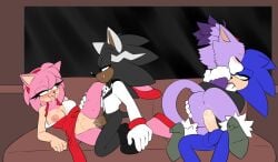 afrosoricid amy_rose anthro blaze_the_cat blush bodily_fluids breasts clothed clothing domestic_cat dress ears_down eulipotyphlan eye_contact fan_character felid feline felis female footwear genitals group group_sex hair hand_on_butt hedgehog hero high_heels keiph_the_tenrec ki0nyxie looking_at_another looking_pleasured male male/female mammal nipples partially_clothed penetration penis pivoted_ears ponytail princess raised_leg royalty sega sex shoes simple_background sonic_the_hedgehog sonic_the_hedgehog_(series) spread_legs spreading suit sweat tenrec vaginal vaginal_penetration
