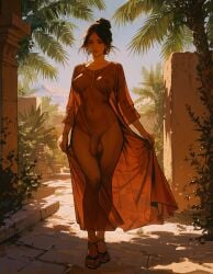 1futa ai_generated arabian curvy dark-skinned_futa dark_skin dickgirl esendor flaccid_penis futanari huge_cock huge_penis intersex large_breasts looking_at_viewer mature_futa see-through see-through_clothing solo translucent_clothing