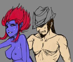 1boy 1boy1girl 1girls drawn evelynn league_of_legends scofa tobias_fate topless