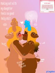 3:4 anthro antlers black_highlights blonde_hair blush bodily_fluids cartoon_freckles daughter_(lore) deer deltarune duo eyelashes female female/female freckled_face freckles hair heart_symbol hi_res highlights_(coloring) holly_holiday_(playdoe) horn humping incest_(lore) kissing long_eyelashes mammal markings mother_(lore) mother_and_child_(lore) mother_and_daughter_(lore) motion_lines new_world_deer noelle_holiday parent_(lore) parent_and_child_(lore) parent_and_daughter_(lore) playdoe reindeer saliva sex slurping spots spotted_arms spotted_ears spotted_markings spotted_shoulders strawpage strawpage_request tail tail_motion tailwag thigh_sex thoughts trans_(lore) trans_woman_(lore) undertale_(series)