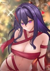 big_breasts christmas doki_doki_literature_club haxial present_wrap ribbon tagme yuri_(doki_doki_literature_club)