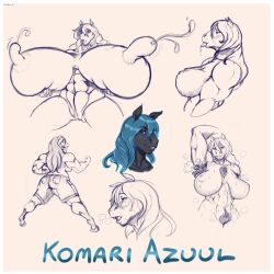 abs anthro ass blue_hair breasts female hair horse long_hair nipples