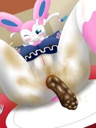 2024 3:4 absurd_res anthro anus anus_focus breasts button_(fastener) clothed clothing dish drain_scat dress eeveelution feces feces_in_ass feces_pile female fur generation_6_pokemon genitals half-closed_eyes hi_res inside lying lying_on_table multicolored_body narrowed_eyes nintendo on_back one_eye_closed partially_clothed pink_body pink_fur pokemon pokemon_(species) pussy ribbons_(anatomy) scat smelly solo spread_legs spreading sylveon teeth two_tone_body white_body white_fur