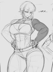 elf female muscular muscular_female posing sketch zeph505