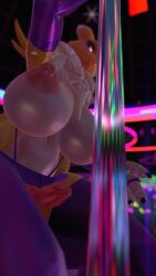 1futa areolae armwear big_breasts digimon futanari miniskirt renamon sloppydragons solo stripping tagme vrchat
