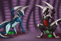 2018 alien anthro arthropod biped black_body blizzard_entertainment blue_body bodily_fluids breasts claws colored colored_pussy_juice countershading crouching duo egg egg_from_pussy erection featureless_breasts female fingers genital_fluids genitals gynomorph herm_(lore) insects intersex kneeling looking_at_viewer non-mammal_breasts nude open_mouth oviposition penis purple_pussy_juice pussy red_body red_eyes scalie smile spread_legs spreading starcraft tail teeth tomek1000 tongue tongue_out unusual_bodily_fluids unusual_genital_fluids unusual_pussy_juice vaginal_fluids zerg zergling