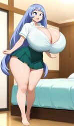 ai_generated blue_eyes hadou_nejire huge_breasts long_hair my_hero_academia nejire_hado purple_hair school_uniform schoolgirl thick_thighs