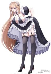 big_breasts big_thighs big_titties blonde_hair curvaceous curvaceous_female curvaceous_figure curvy curvy_figure curvy_hips dress female female_focus female_only fringe high_heels huge_breasts long_hair looking_at_viewer maid_dress mmaikory original original_character thigh_highs yellow_hair