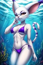 1girls ai ai_generated anthro bandai_namco cartoolover catgirl digimon fanart feline female gatomon sea solo underwater