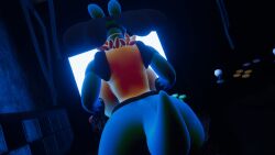 1girls arcade big_ass big_breasts facing_away lucario pokemon pokemon_(species) sloppydragons solo vrchat