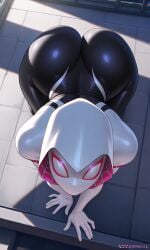1girls ai_generated costume crawling gwen_stacy gwen_stacy_(spider-verse) huge_ass kosine1777 large_ass looking_at_viewer marvel marvel_comics mask on_all_fours spider-gwen spider-man:_across_the_spider-verse spider-man:_into_the_spider-verse spider-man_(series) spider_crawl superheroine viewed_from_above