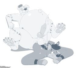 anal anal_birth anus belly big_belly birth bodily_fluids canid canine canis cudacore cum dalmatian domestic_dog ejaculation erection feet genital_fluids genitals hi_res knot male mammal navel orgasm outie_navel pascal_(cudacore) paws penis pregnant pregnant_male ray_wolfinski tail toes