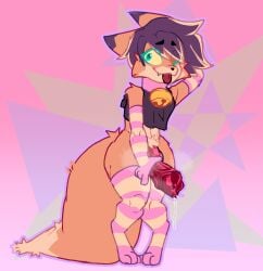 absurd_res armwear canid canine clothing femboy femboy_socks fox genitals hi_res imgloka knot knotted_penis legwear male mammal musk musk_clouds penis solo thick_thighs