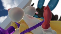 1futa 3d anthro areolae armwear digimon from_below futanari lucario miniskirt pokemon pokemon_(species) renamon sloppydragons tagme vrchat