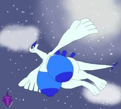 anthro areola big_areola big_breasts big_hands big_nipples breasts cloud female flying generation_2_pokemon hi_res huge_areola huge_breasts huge_nipples hyper hyper_breasts legendary_pokemon lugia nintendo nipples nude pokemon pokemon_(species) sky solo star tail truly_fates_(artist) wide_hips winged_arms wings
