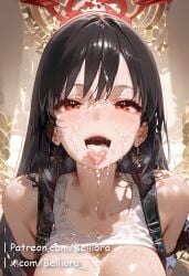 1girls ai_generated all_fours belliora big_breasts black_hair blush breasts cum cum_in_mouth cum_on_body cum_on_breasts cum_on_face doggy_style dripping_cum fair_skin female final_fantasy final_fantasy_vii licking licking_cum licking_semen light-skinned_female long_hair nipples nude nude_female perfect_body red_eyes semen_in_mouth semen_on_body semen_on_tongue tifa_lockhart tongue_out