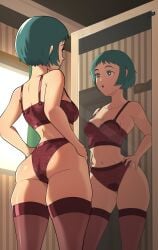 1girls ass fuuka_yamagishi mirror monke_brush persona persona_3 thighs underwear