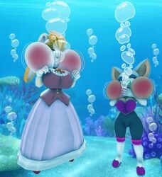 2girls 3d 3d_(artwork) breath_holding breathhold bubbles fanart female ga-bi17 girl holding_breath puffy_cheeks rouge_the_bat sea sega sexy sfm sonic_(series) sonic_the_hedgehog_(series) source_filmmaker underwater vanilla_the_rabbit