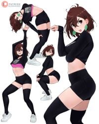 ayase_momo crop_top dancer dancing dandadan dismaiden fanart gyaru k-pop shorts thighhighs tomboy twerking_position urban_fashion