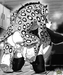 absurd_res anal anal_sex anthro anthro_on_anthro balls bear belly bodily_fluids claws cum cum_in_ass cum_inside doggy_style dreamworks duo ejaculation english_text erection felid feline from_behind_position furniture genital_fluids genitals giant_panda hi_res inside kitchen kung_fu_panda male male/male mammal master_po_ping monochrome motion_lines mounting muscular muscular_anthro muscular_male nude nude_anthro nude_male on_one_leg open_mouth ottotopus overweight pantherine paws pecs penetration penis rear_view saliva sex shaking snow_leopard spots standing standing_sex tai_lung_(kung_fu_panda) tail text thick_thighs trembling