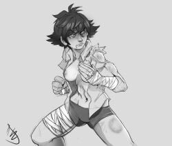 2d andava female line_art makoto_(street_fighter) monochrome school_uniform schoolgirl street_fighter tomboy